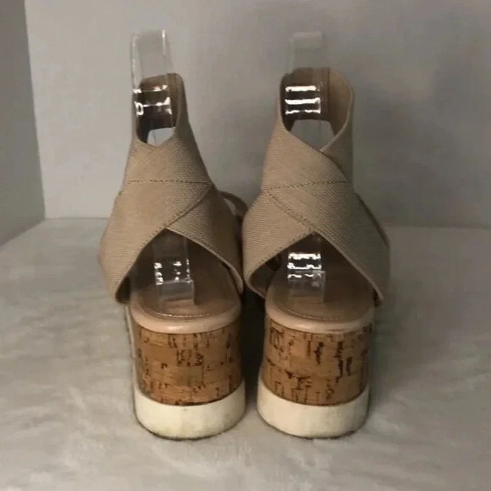 MADDEN GIRL Bandi Elastic Cork Wedge Platform Sandal‎ Beige Women's Size 7M